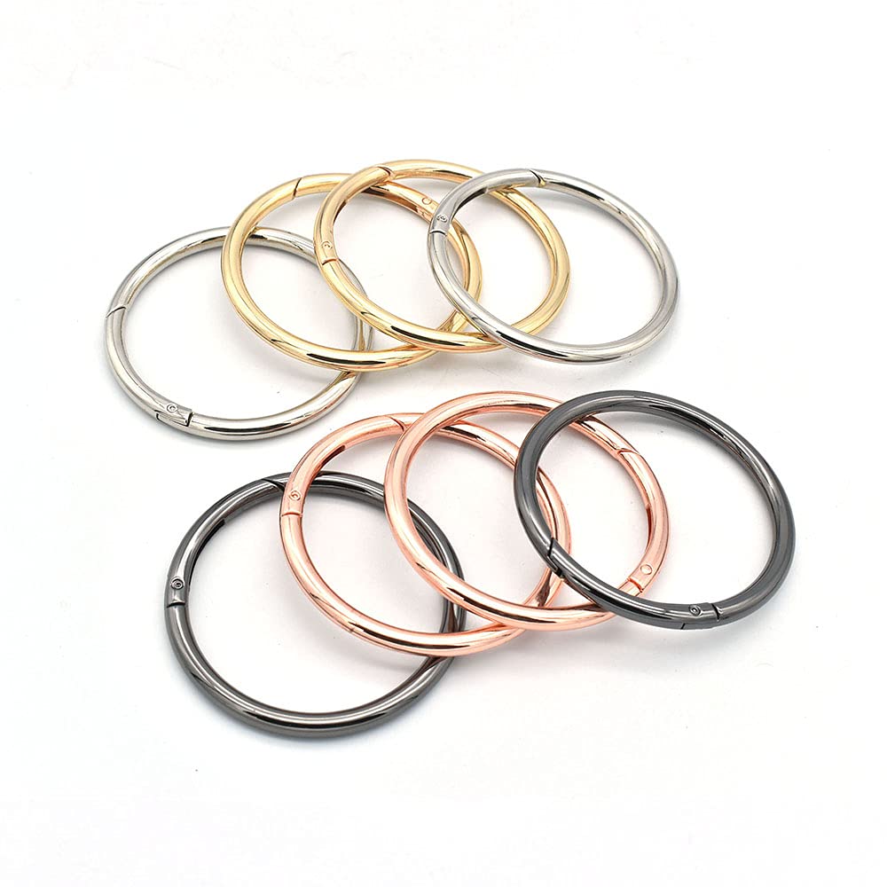 Rose Gold Metal Spring Snap Hook Rings (2pcs) - Durable Round Gate O Rings for Purses, Handbags, Wallets & DIY Crafts - Perfect for Bag Closures, Keychains & Jewelry Making