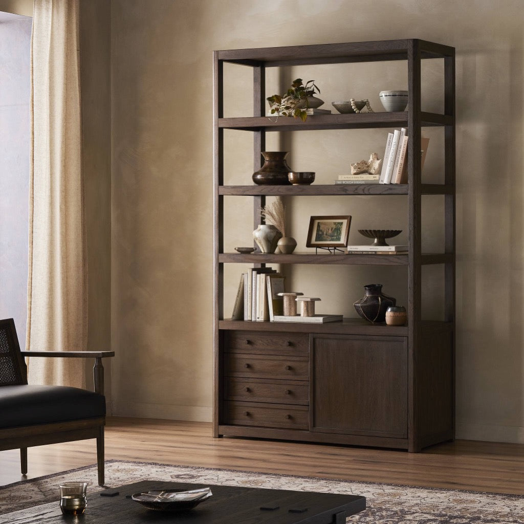 Miko Bookcase Fawn Oak - Stylish Wooden Bookshelf for Home & Office Organization - Perfect for Living Room, Bedroom, or Study Room Decor
