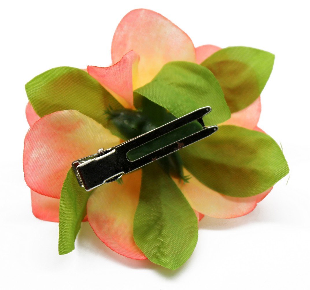 Hawaiian Luau Party Artificial Fabric Gardenia Hair Clips for Women - Tropical Floral Hair Accessories for Beach Weddings, Summer Vacations & Hawaiian Themed Parties