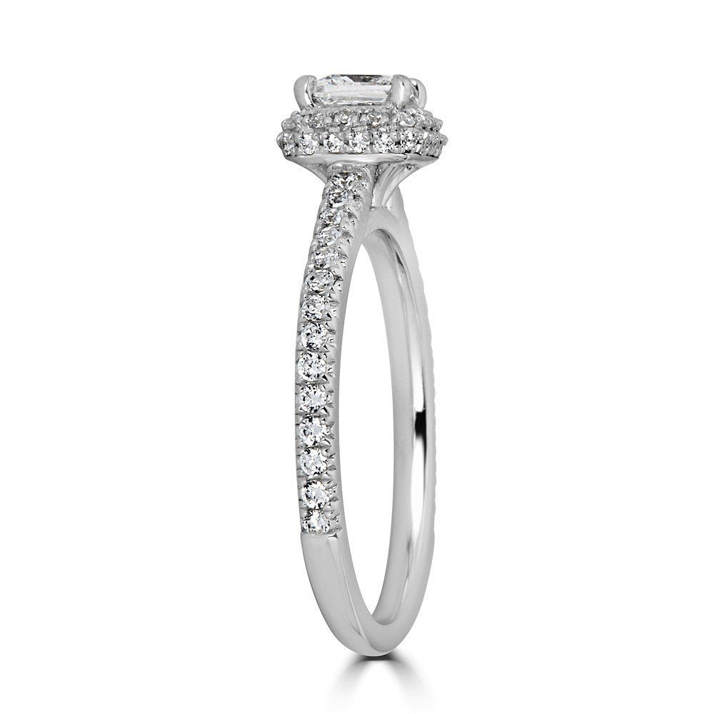 14KT Gold 3/4 CTW Diamond Double Row Square Halo Ring for Women - Elegant Wedding, Engagement & Anniversary Jewelry Gift