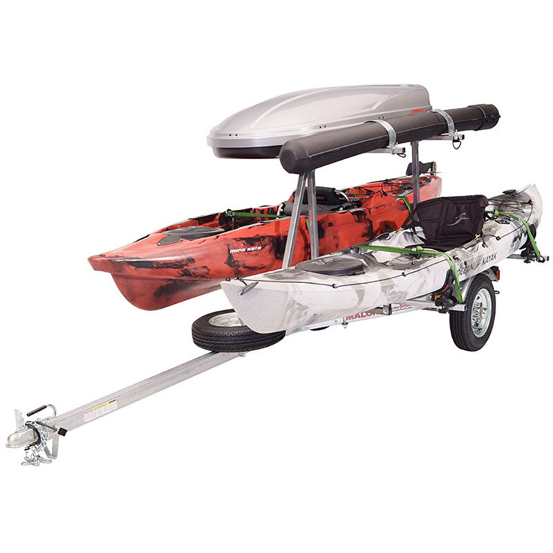 Malone MicroSport LowBed 2 Boat Saddle Up Pro Kayak Trailer Package with 2nd Tier - Heavy Duty Kayak & Canoe Carrier for Secure Transport - Perfect for Road Trips, Fishing Adventures & Water Sports Enthusiasts