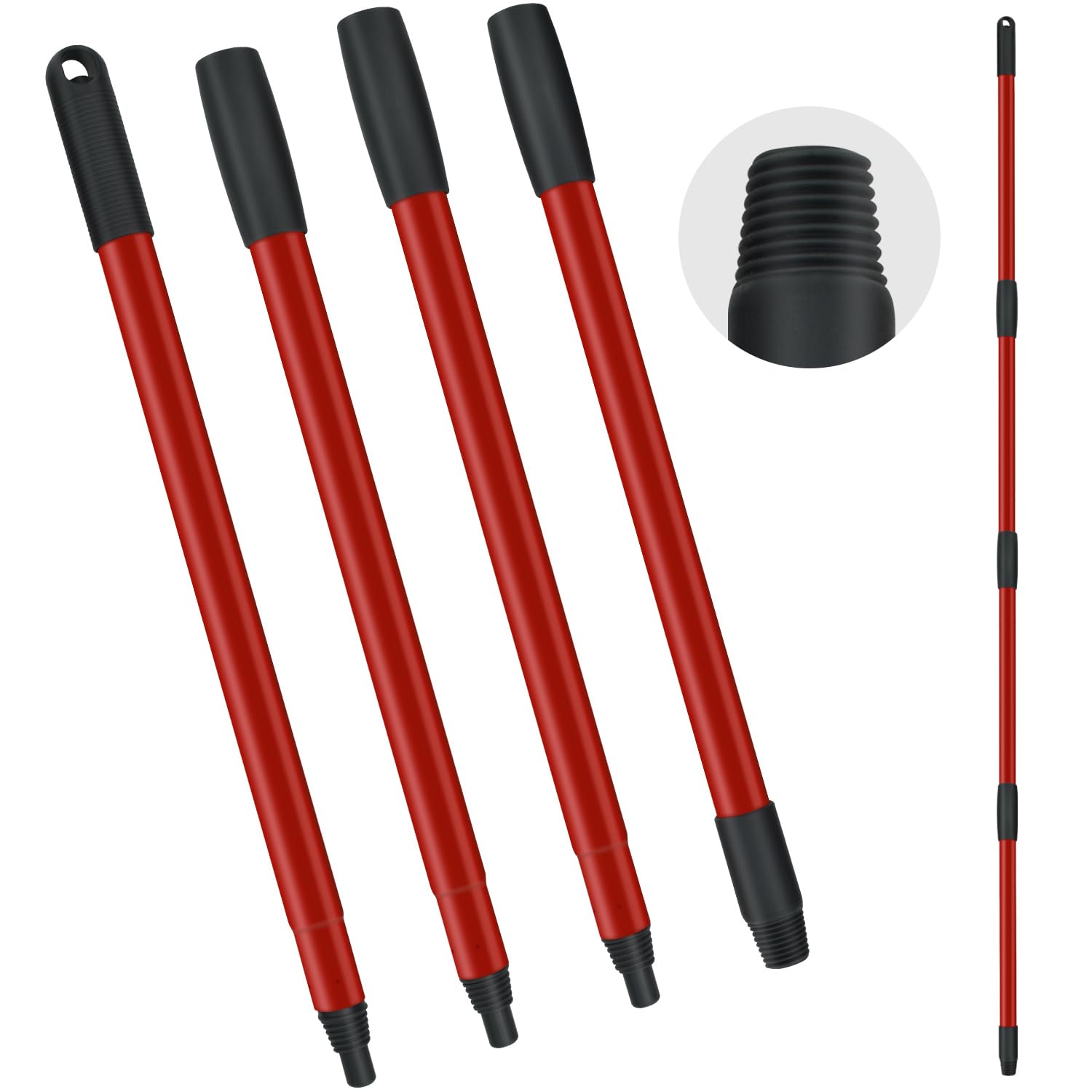 Oceda Spin Mop Handle Replacement - 4-Section Adjustable Mop Stick (30