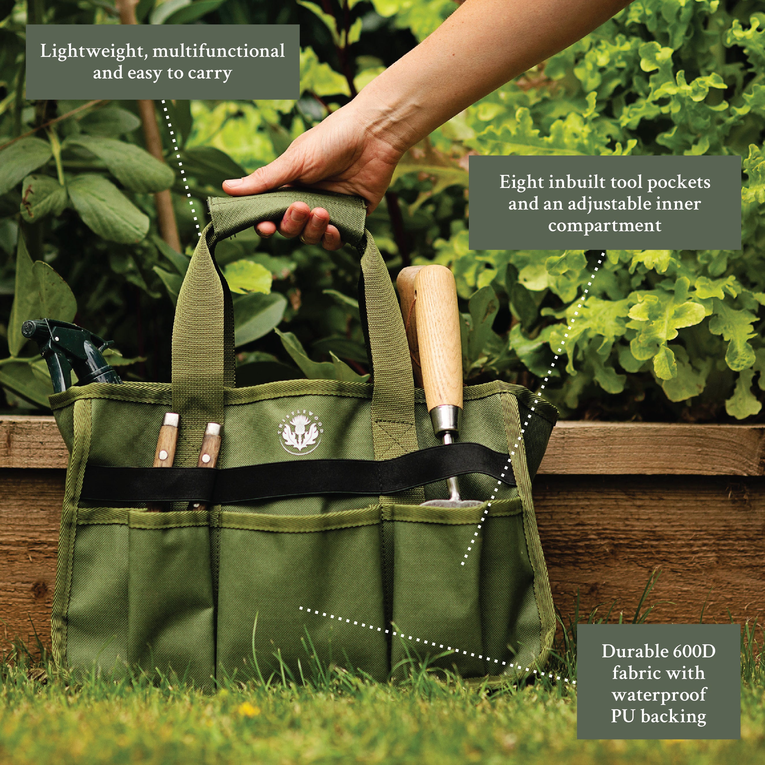 Thistlewood Garden Tool Storage Bag - Heavy Duty Waterproof Organizer for Gardening Tools - Perfect for Outdoor, Yard, and Garden Storage