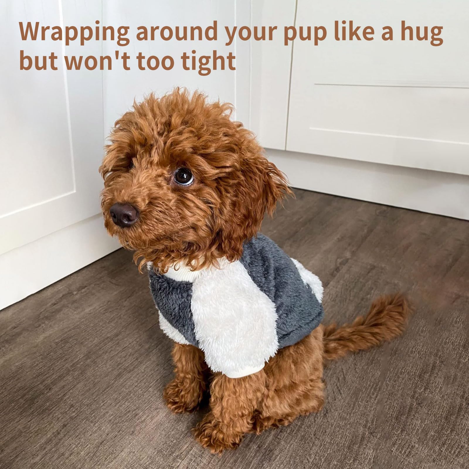 LESYPET Fleece Dog Sweaters for Small Dogs - Warm Puppy Coat Pullover for Small Breed Dogs (Grey, Large) - Perfect for Winter Walks & Indoor Comfort