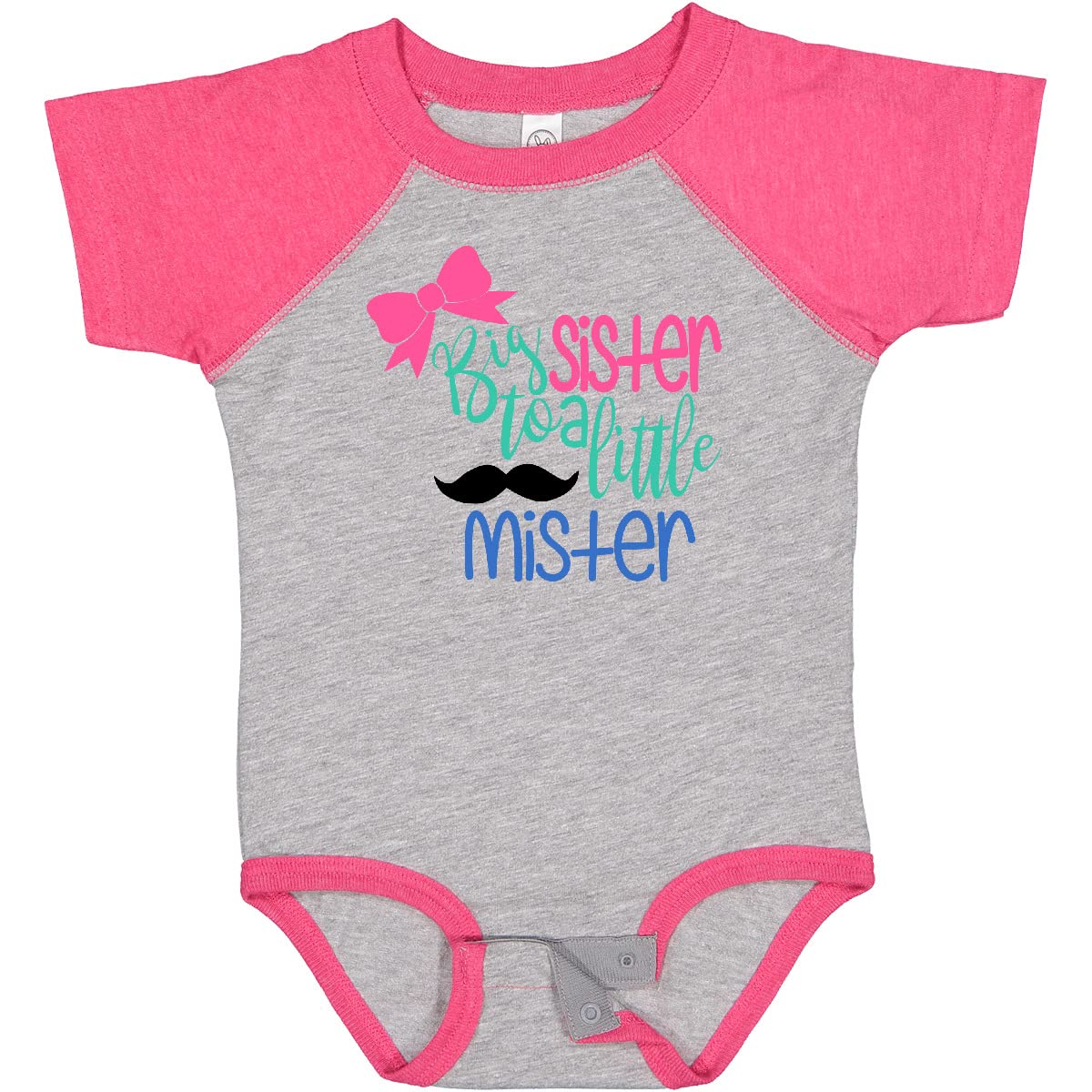 Inktastic Big Sister to a Little Mister Bow & Mustache Baby Bodysuit - Cute Sibling Outfit for Newborns & Infants | Perfect for Family Photos, Birth Announcements & Special Occasions
