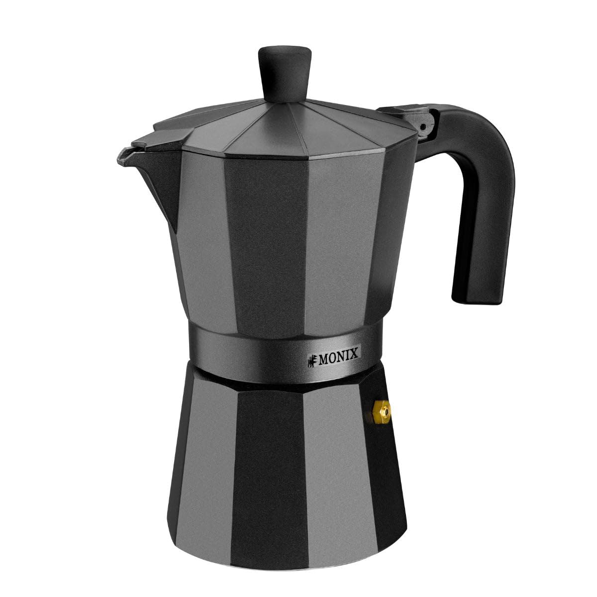 Monix Vitro Noir Italian Coffee Maker 9 Cups Black - Perfect for Home, Office & Espresso Lovers