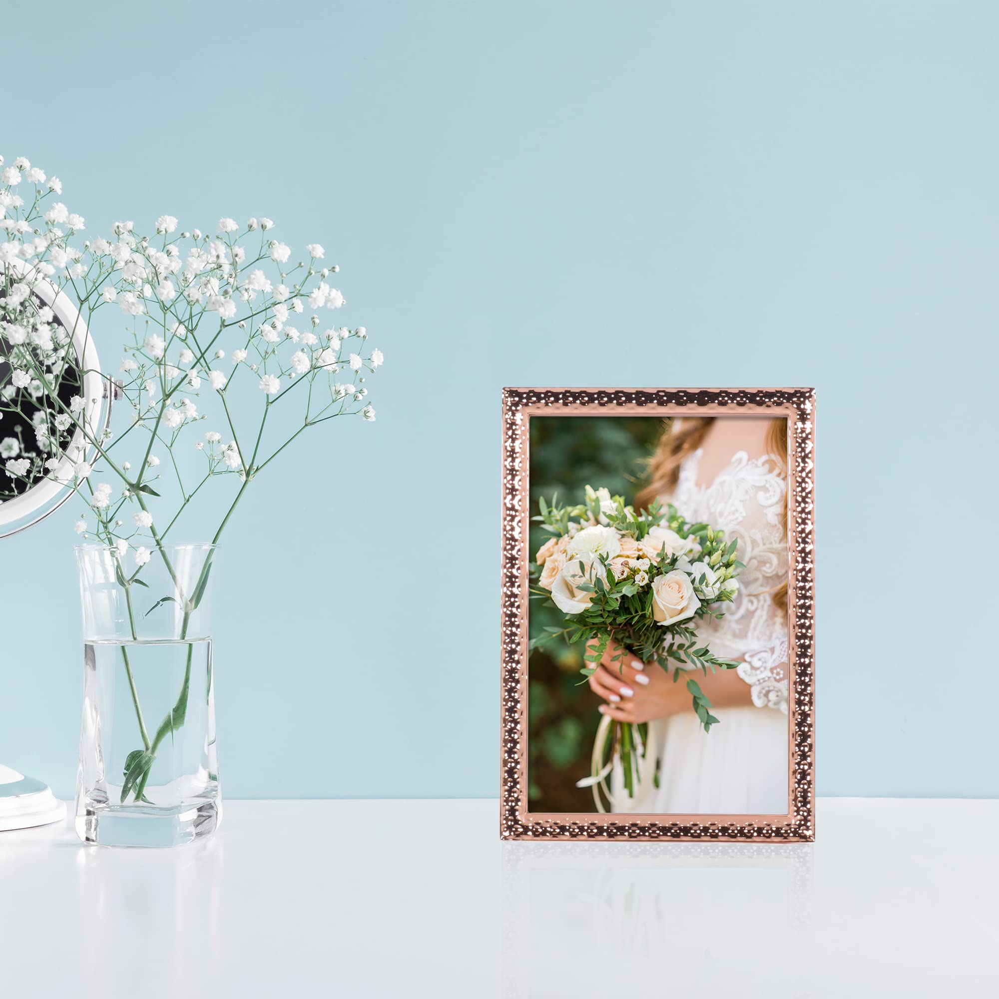 Lawrence Frames 4x6 Copper Metal Picture Frame with Hammered Texture - Perfect for Wall Art, Photo Displays & Home Decor