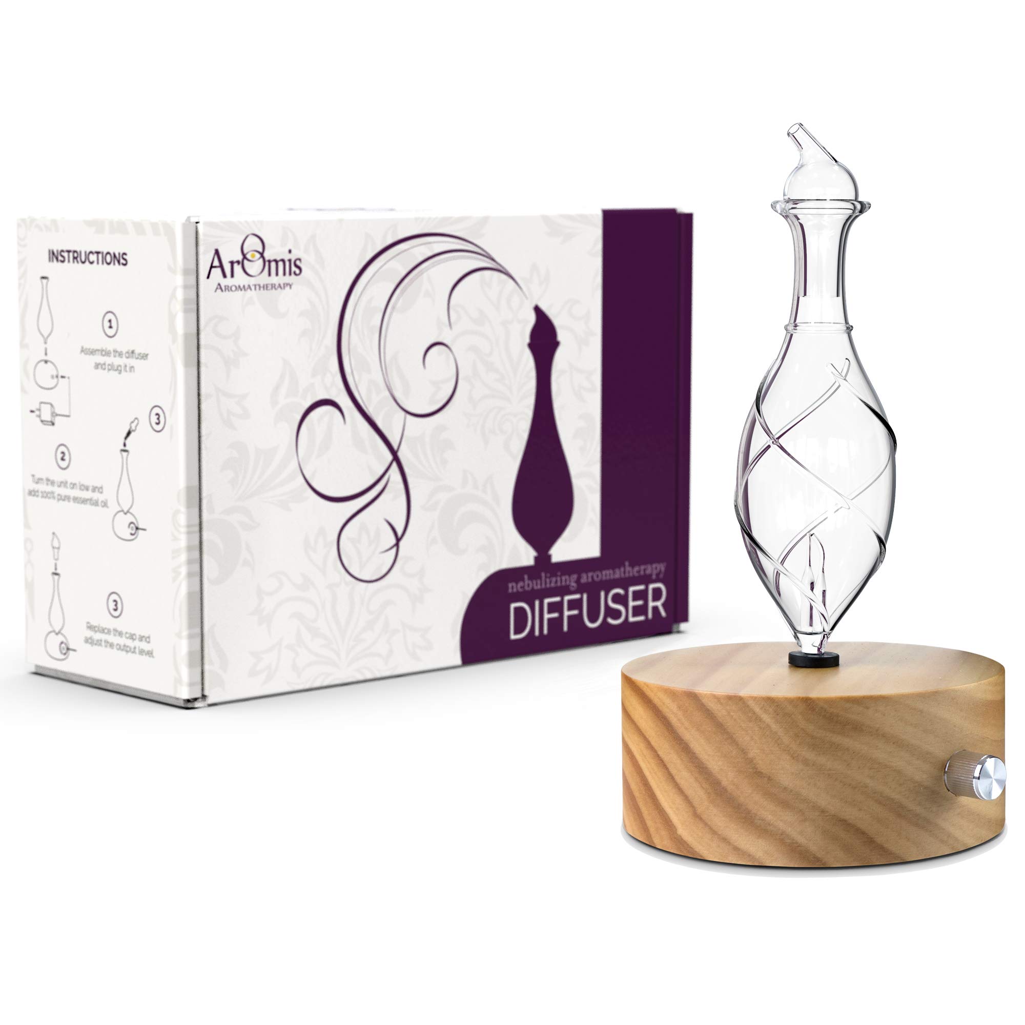 Premium Wood & Glass Essential Oil Diffuser | Solum Lux Vitis Aromatherapy Nebulizer | Ultrasonic Diffuser for Home, Office, Yoga & Spa Relaxation