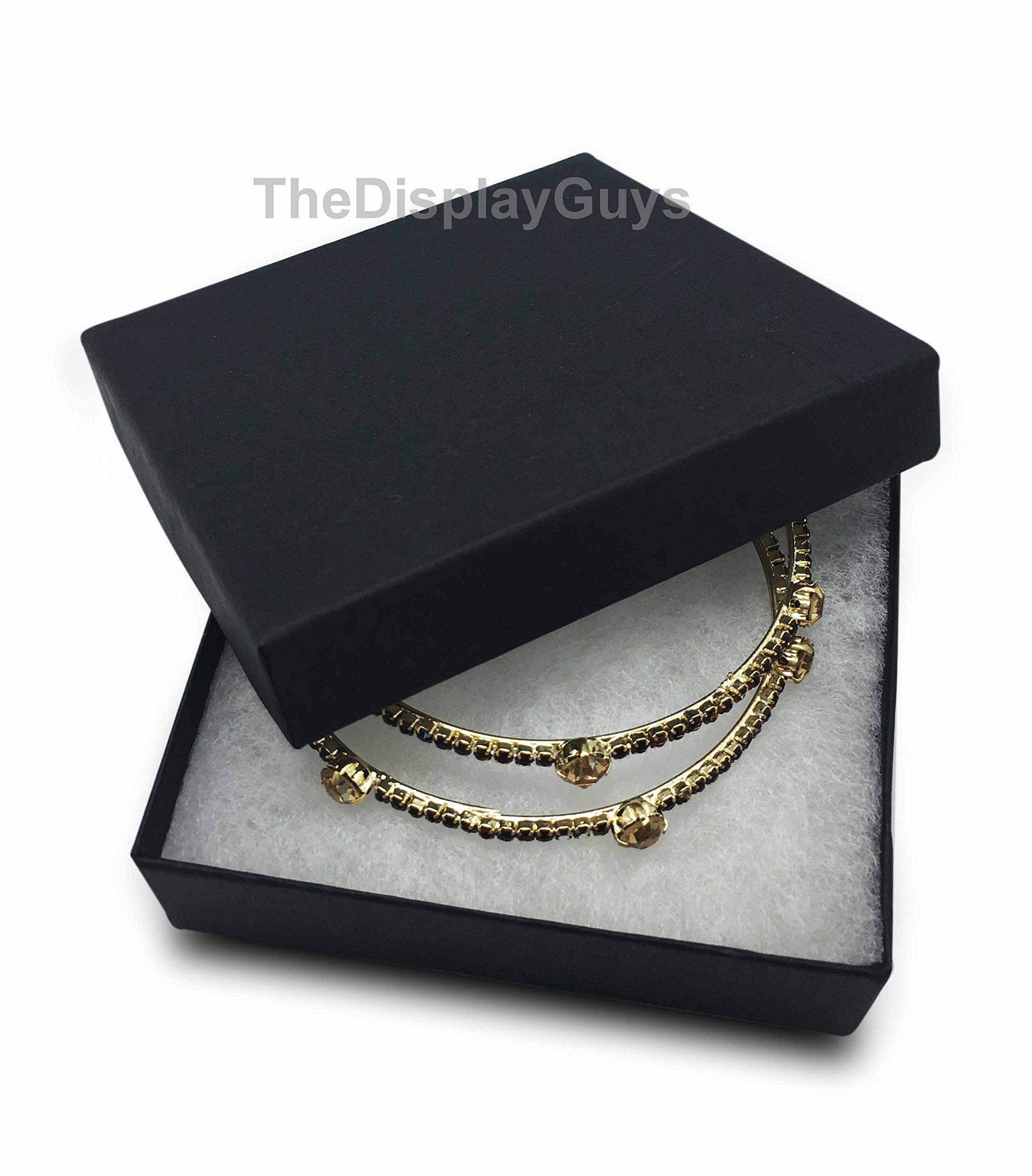 TheDisplayGuys - 25-Pack #99 Cotton Filled Cardboard Jewelry Gift Boxes Set - Matte Black (5 Sizes Assortment) - Perfect for Jewelry Storage, Wedding Favors, Ring Presentation & Retail Packaging
