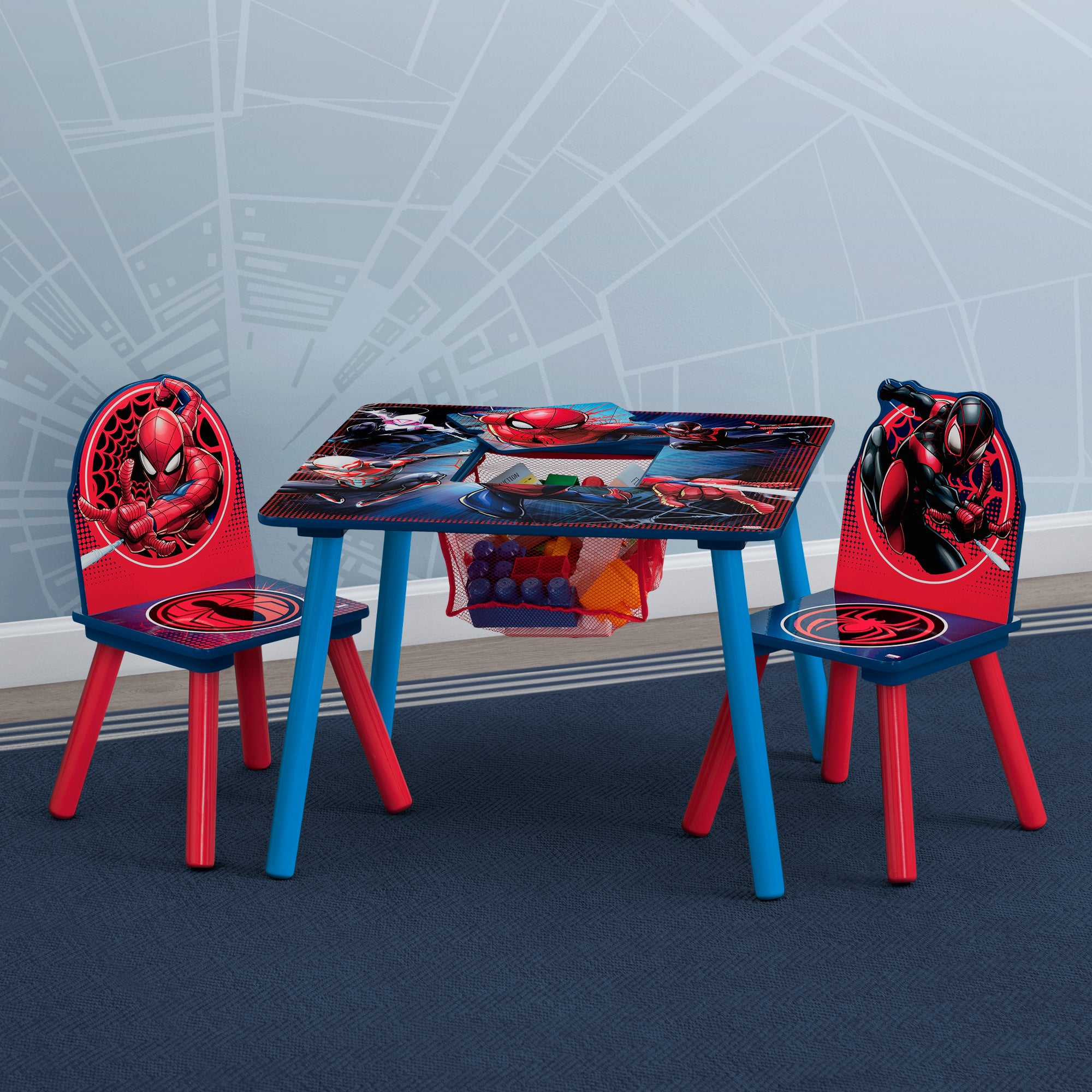 Spider-Man Kids Table and Chair Set with Storage - Fun Playroom Furniture for Learning & Playtime Activities
