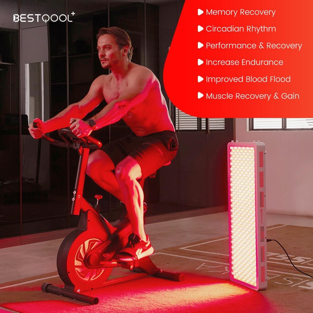 Bestqool Red Light Therapy Device - 50W Dual Chip 660nm & 850nm Clinical Grade LED Light Therapy for Face & Body Pain Relief - Portable Infrared Light Therapy for Muscle Recovery, Skin Rejuvenation & Joint Pain - Perfect for Home Use, Gym Recovery & Spa Treatments