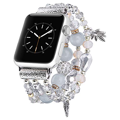 Premium Fashion Jewelry Bands for Apple Watch 38mm 40mm 41mm 42mm 44mm 45mm - Compatible with iWatch Series 8/7/6/SE/5/4/3/2/1 - Stylish Women's Wristband Strap for Workout, Office & Everyday Wear