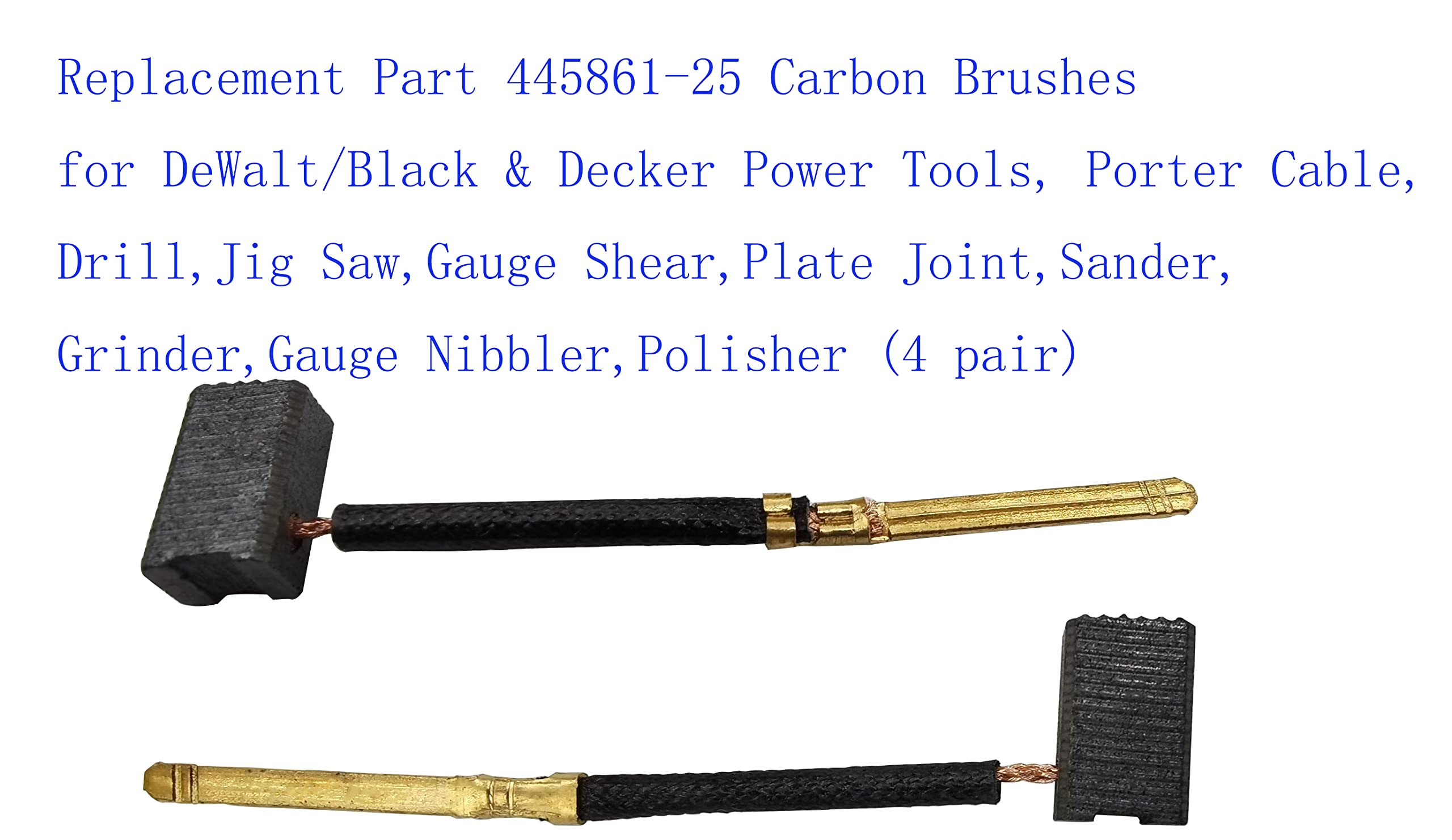 DeWalt/Black & Decker Power Tool Carbon Brushes 445861-25 - Replacement Parts for Drill, Jig Saw, Sander, Grinder & More (4 Pairs) - Perfect for DIY Projects & Professional Tool Maintenance