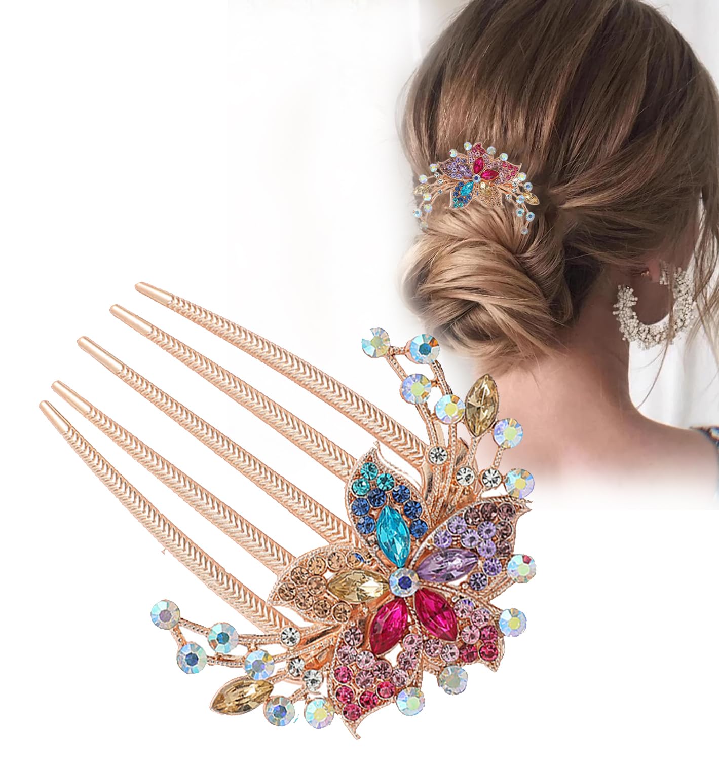 BellaStella Premium Rhinestone Flower Hair Comb - Elegant Bridal Hairpin for Wedding, Prom, and Special Occasions | Perfect for Updos, Half-Up Styles, and Formal Hairstyles