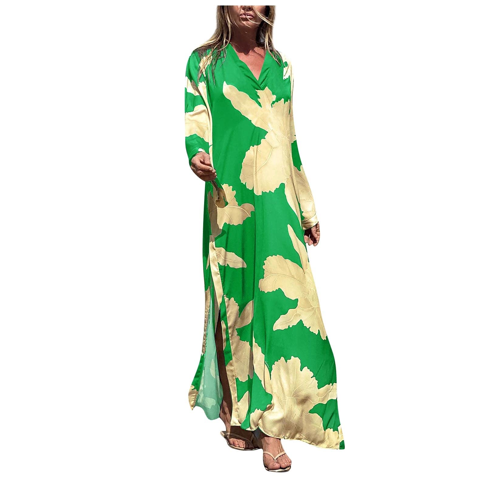 Women's Flowy Beach Cover Up - Chiffon Sun Dress for Holiday & Leisure