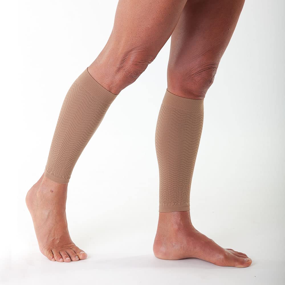 SOLIDEA Graduated Compression Leg Sleeves for Women & Men - High-Tech Calf Support Sleeves (Hazelnut, XL) - Ideal for Running, Travel, Varicose Veins & Post-Workout Recovery