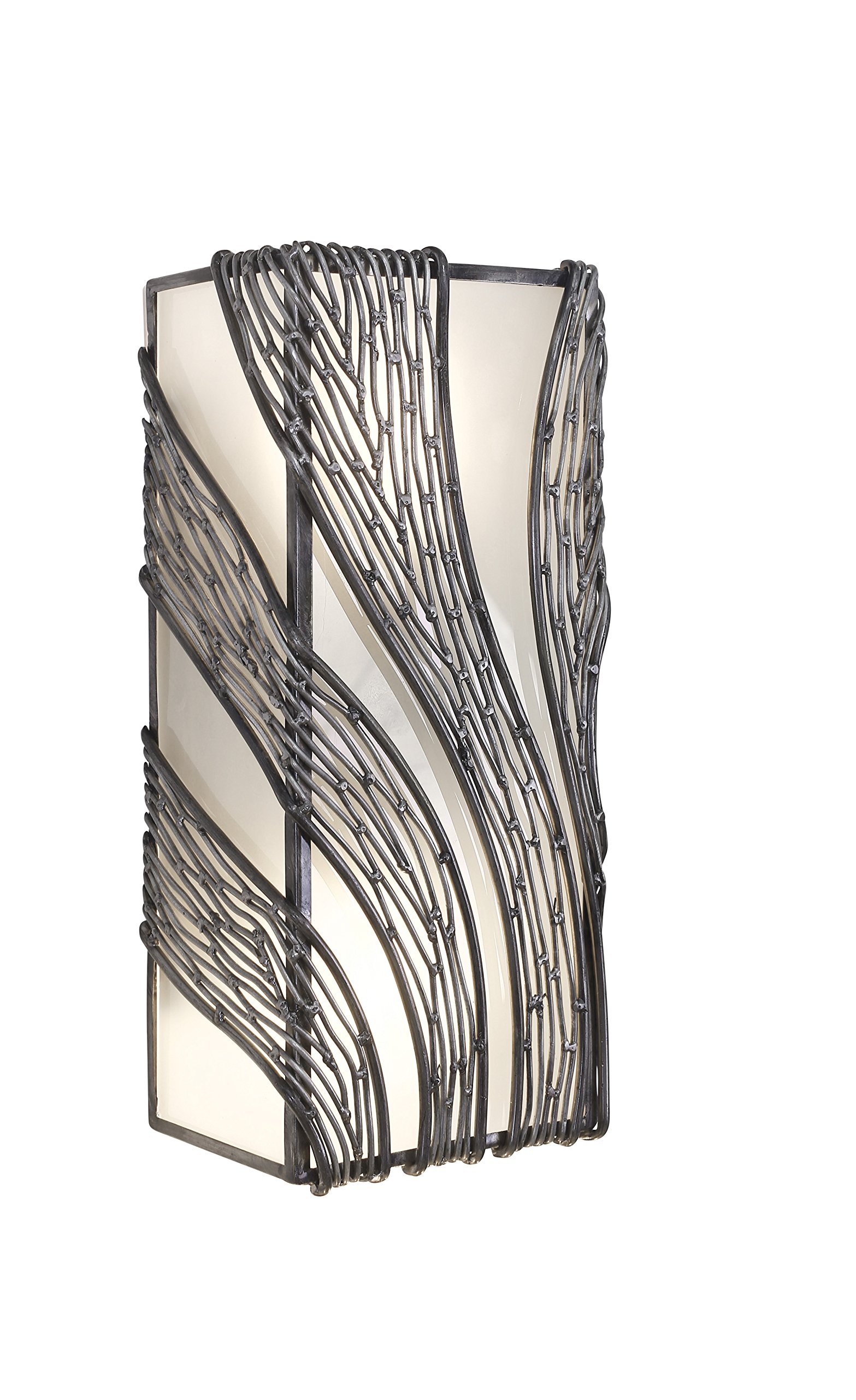 Flow 2-Light Wall Sconce - Brushed Steel Finish with Recycled Frosted Glass Shade - Perfect for Bedroom, Hallway & Entryway Lighting