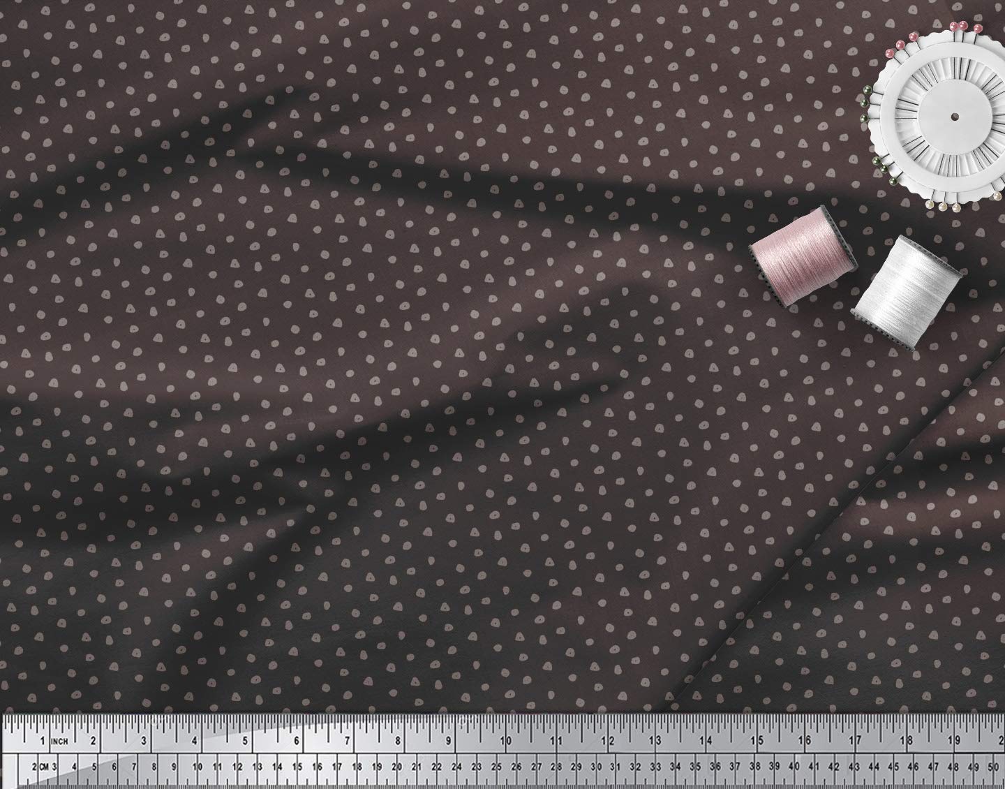 Soimoi Moss Georgette Brown Fabric by The Yard - 42 Inch Wide Brush Stroke Abstract Printed Textile for Dresses, Scarves & Home Decor | Artistic Floral Design Fabric for Sewing, DIY Projects & Upholstery
