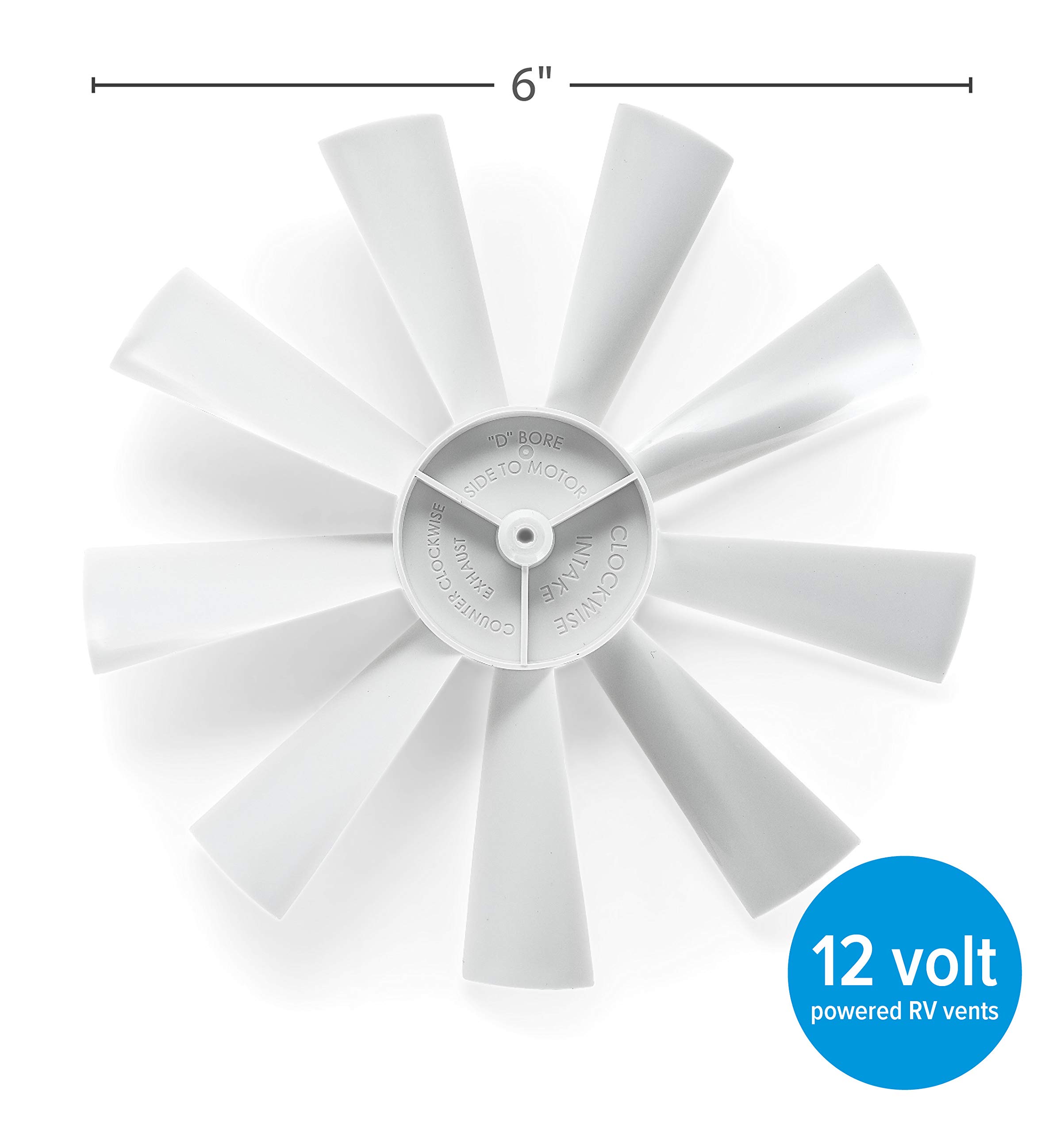 Camco 40428 Replacement RV Vent Inverse Fan Blade - White | Durable & Quiet RV Roof Vent Fan for Improved Airflow | Perfect for RVs, Campers & Trailers