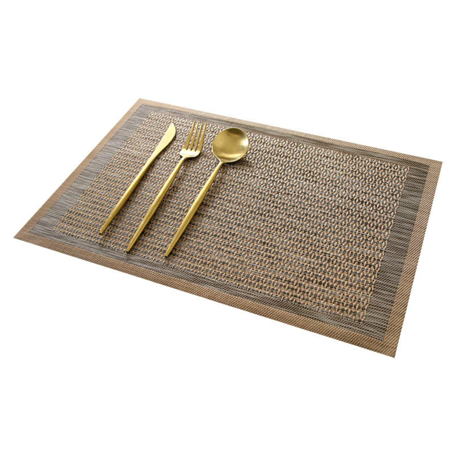6-Piece Minimalist PVC Placemats Set for Dining Table - Brown Rectangular Table Mats (18