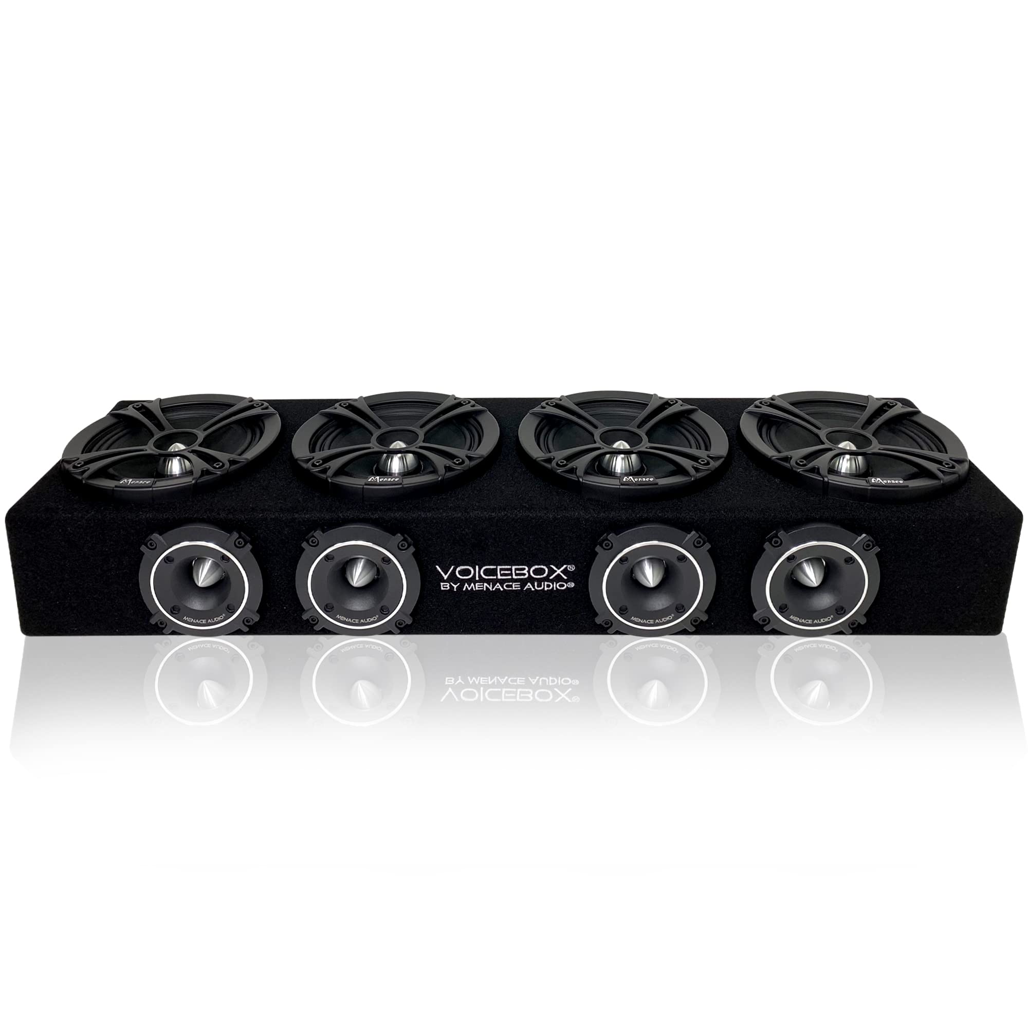 Premium MENACE AUDIO 4 x 6.5 Inch Car Midrange Speaker Enclosure - 2000W Power Handling (MA-VB6525-4S) Silver | Perfect for Car Audio Upgrades & Custom Sound Systems