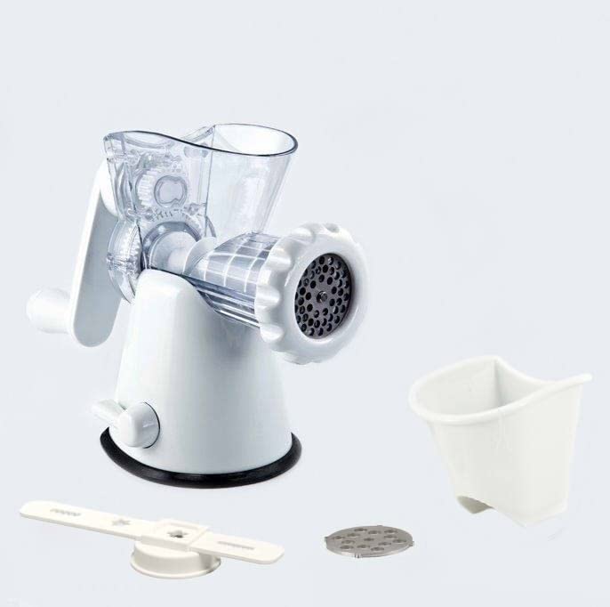 Premium Manual Meat Grinder & Vegetable Shredder - Heavy Duty Cookie & Biscuit Maker with Churros Attachments - White | Perfect for Home Cooking, Baking, and Meal Prep