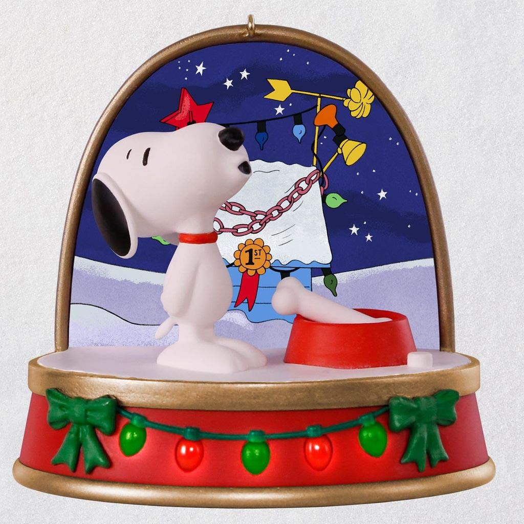 HMK Hallmark 2018 Keepsake A Charlie Brown Christmas Snoopy Ornament with Sound and Light - Collectible Holiday Decor for Tree, Gift & Festive Home Decoration