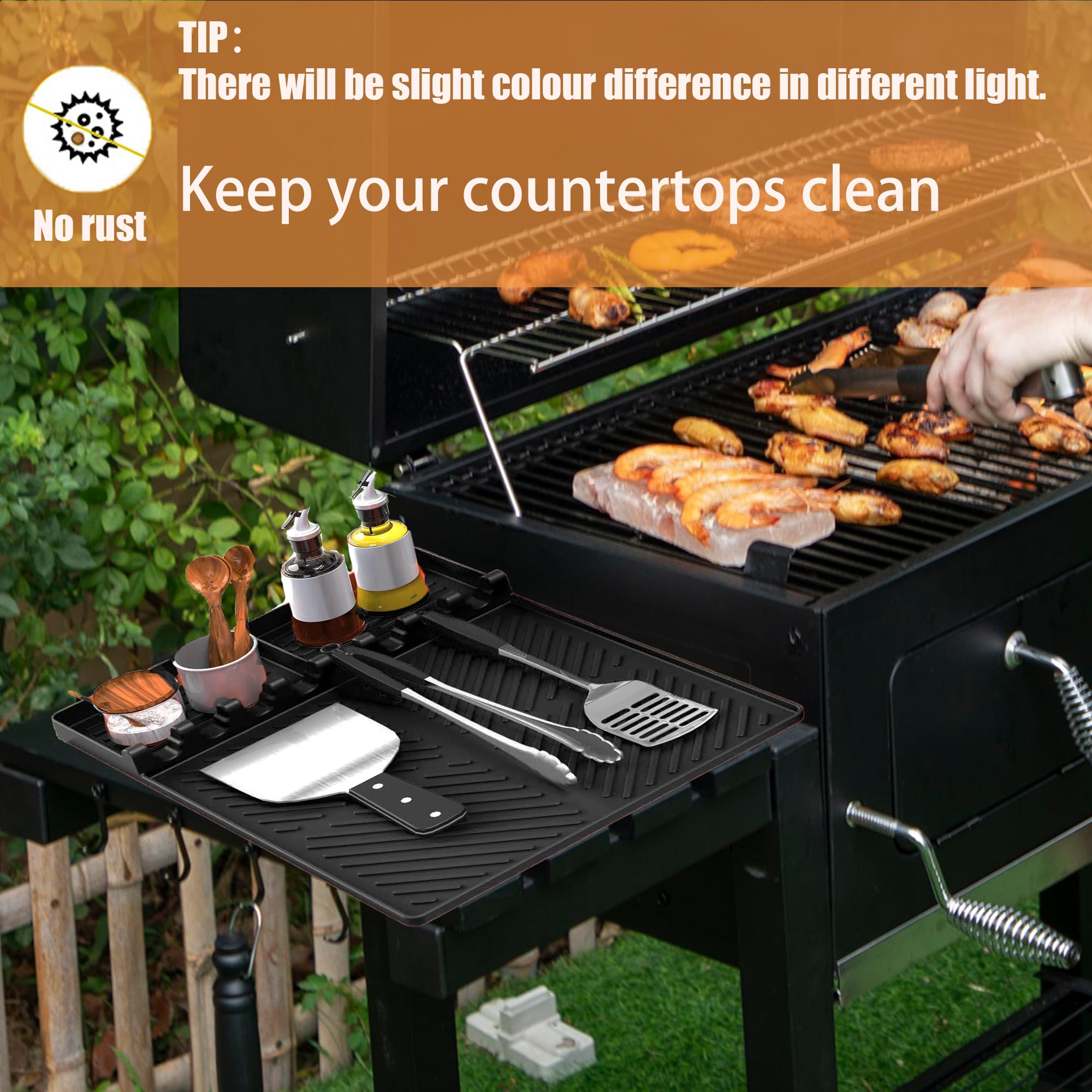 **Premium Silicone Griddle Tools Mat for Blackstone - Large Non-Slip Spatula Mat with Drip Pad | Food Grade BBQ Grill & Baking Mats | Perfect for Outdoor Cooking, Camping & Backyard Grilling**