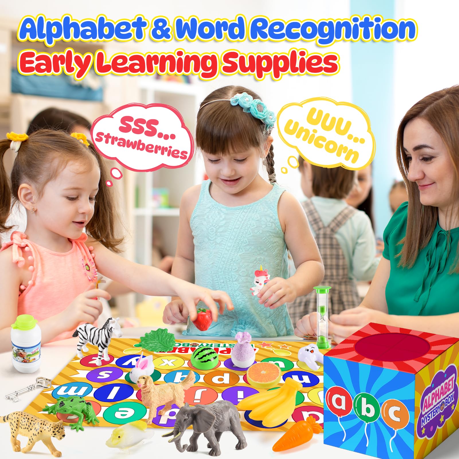 Montessori Alphabet Mystery Box - Letters Matching Game Learning Toys for Toddlers Ages 2-7 | Educational Preschool Games for Kids | Perfect Easter Basket Stuffers & Birthday Gifts for Boys and Girls | Great for Homeschooling, Classroom Activities & Early Childhood Development
