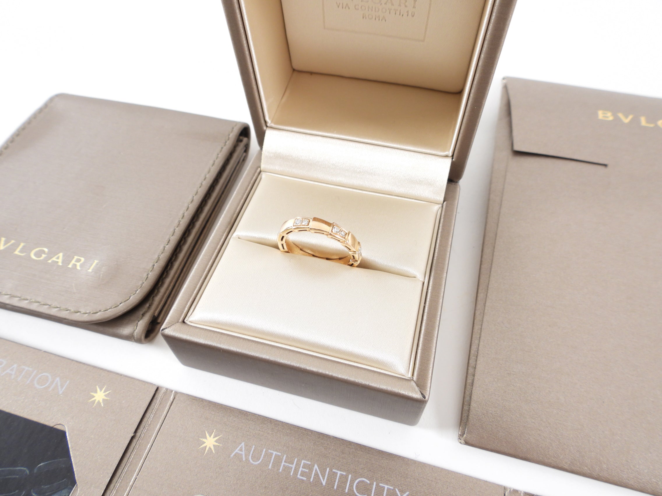 Bvlgari 18k Rose Gold Diamond Serpenti Viper Ring - Size 51 / 5.5 - Luxury Jewelry for Women, Perfect for Weddings, Parties & Special Occasions