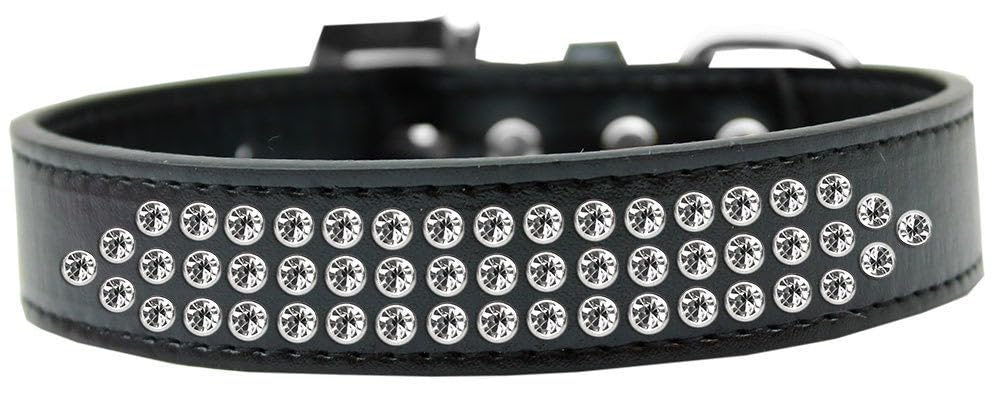 3-Row Clear Crystal Dog Collar - Sparkling Rhinestone Pet Collar for Small Medium Dogs - Adjustable 20