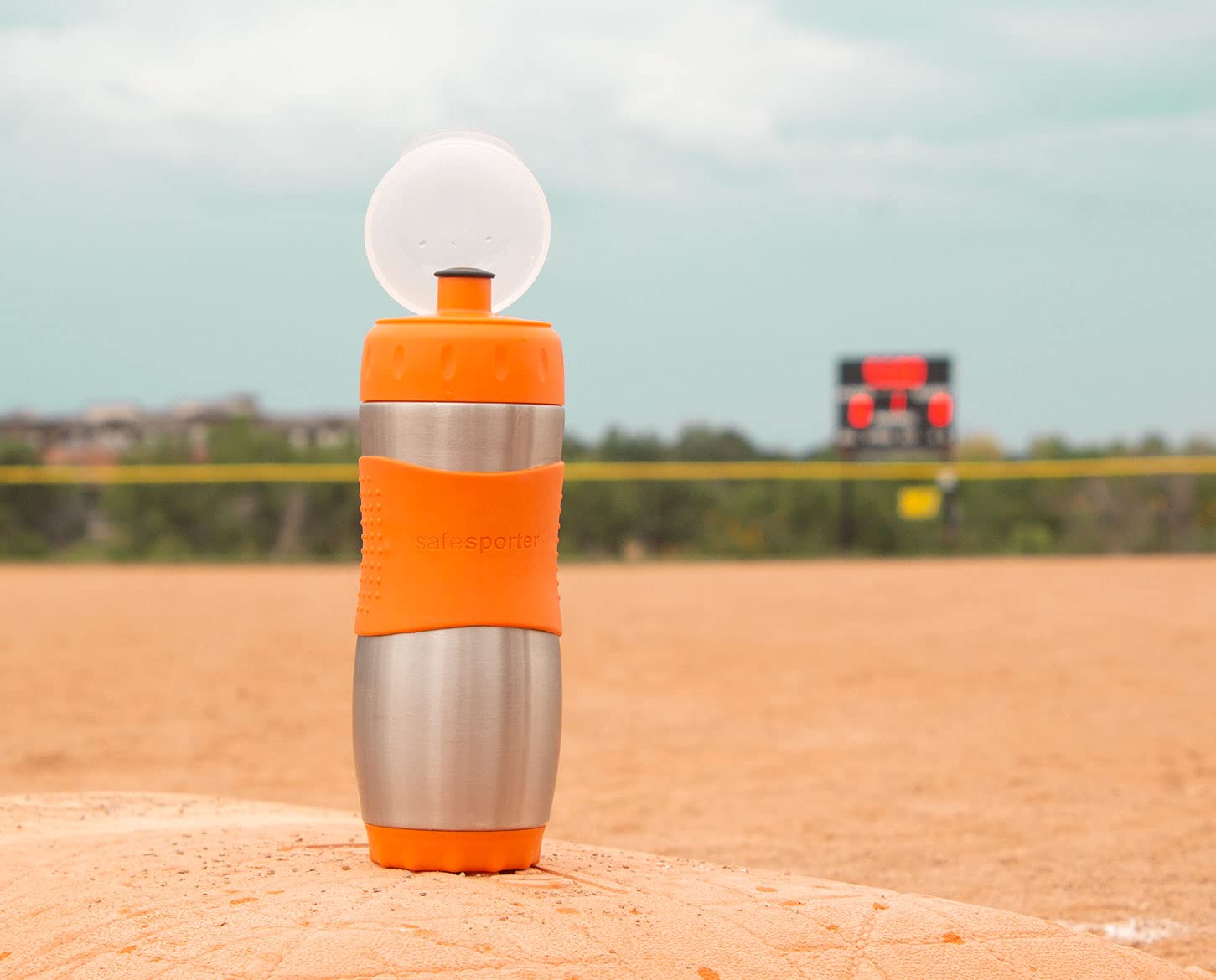 Kid Basix Safe Sporter Stainless Steel Water Bottle - 16oz Leak Proof & Dishwasher Safe with Easy Pull Spout & Mud Cap - Perfect for School Lunch, Sports, Hiking & Outdoor Activities - Purple