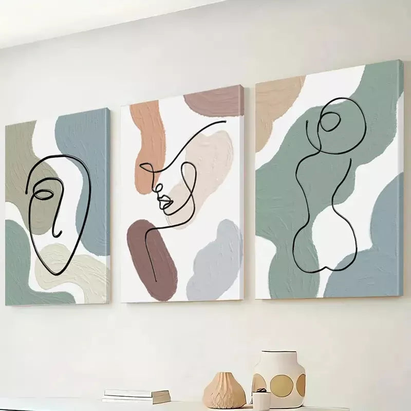 3-Piece Modern Minimalist Abstract Art Canvas Set - Framed Wall Decor 50x70cm - High Quality Print - 100% Australian Made - Ready to Hang - Perfect for Living Room, Bedroom & Office Decor