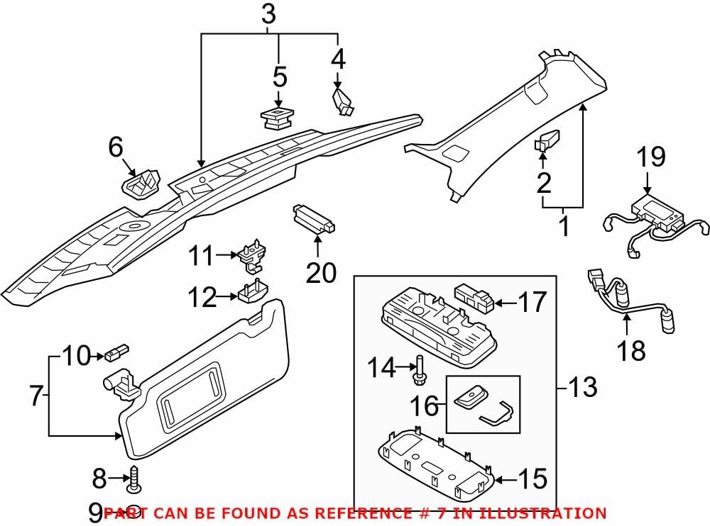 Genuine OEM Sun Visor Replacement for Audi A3/S3 8V7857551T24A - Perfect Fit for 2013-2020 Models | Blocks Sun Glare & Enhances Driving Safety
