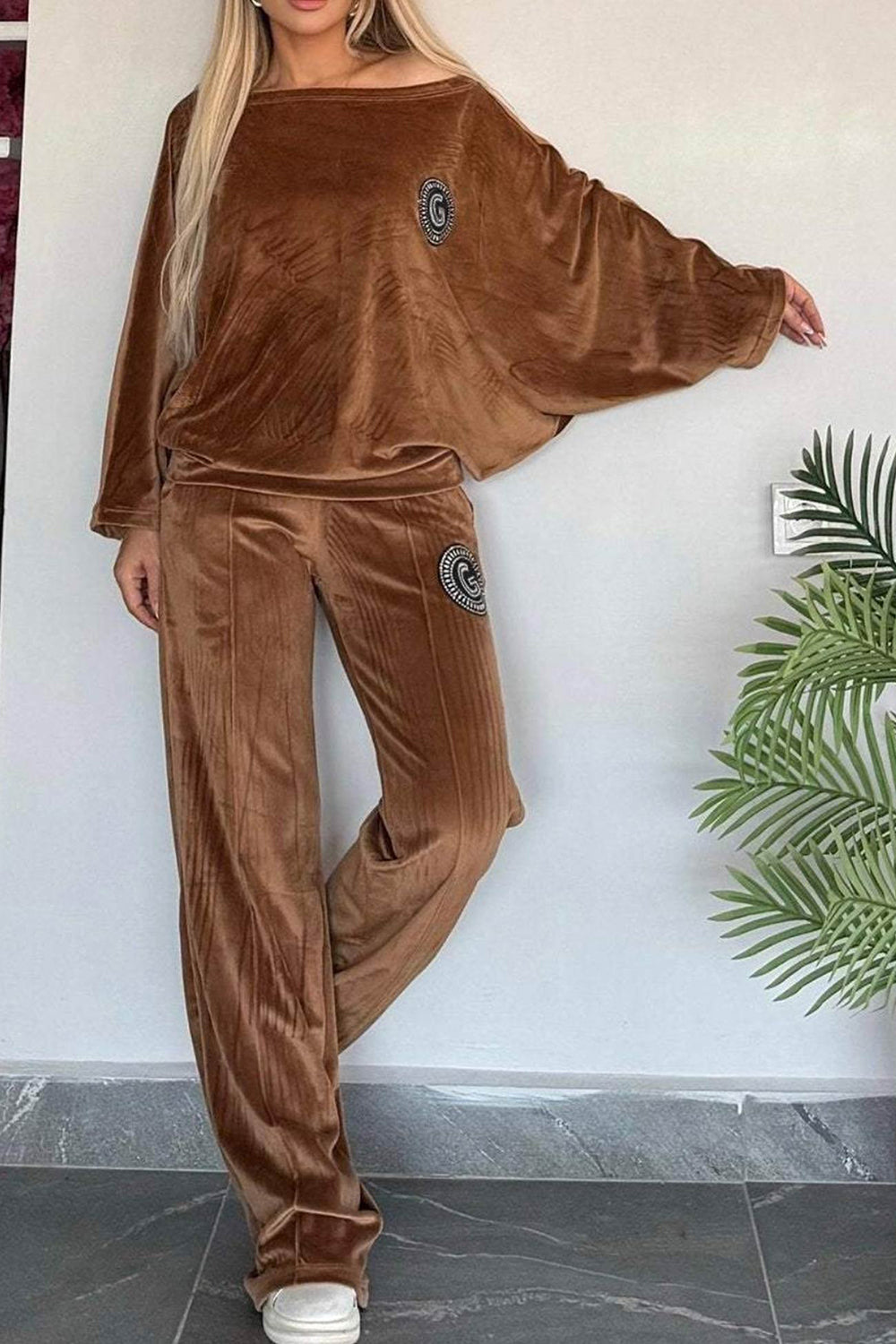 Full Size Long Sleeve Top and Pants Travel Set - Comfortable Loungewear for Women | Perfect for Airplane, Hotel & Vacation Outfits | Soft & Stylish Matching Outfit