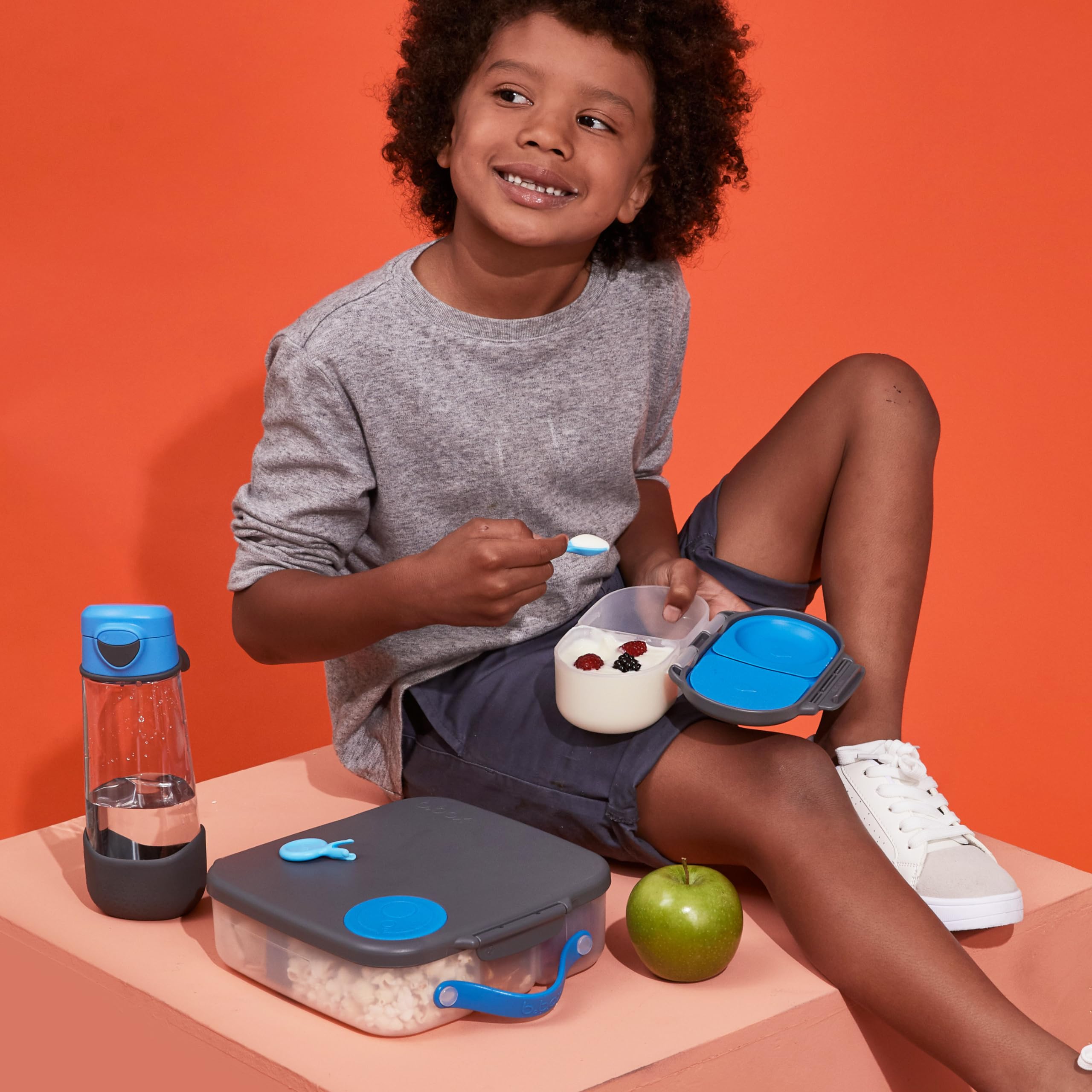 Bento Lunch Box Set for Kids - 3-Pack Insulated Meal Containers with Oversized Bento Box & Mini Snack Boxes | School Lunch Supplies for Toddlers & Children | Perfect for School, Picnics & Travel (Blue Slate)