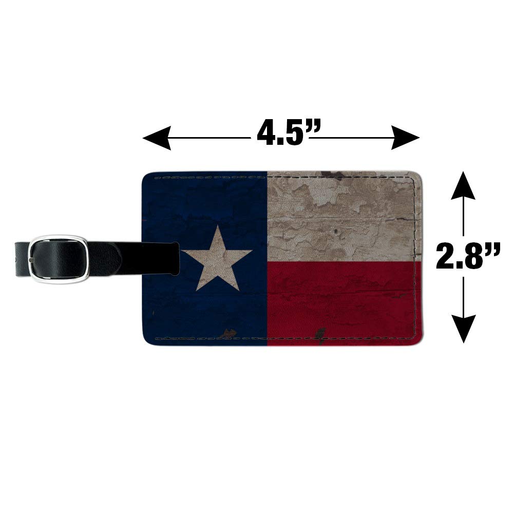 Vintage Texas State Flag Leather Luggage Tag - Distressed USA Rectangle ID Card Holder for Travel Bags, Wallets & Backpacks | Perfect for Travelers, Camping & Road Trips