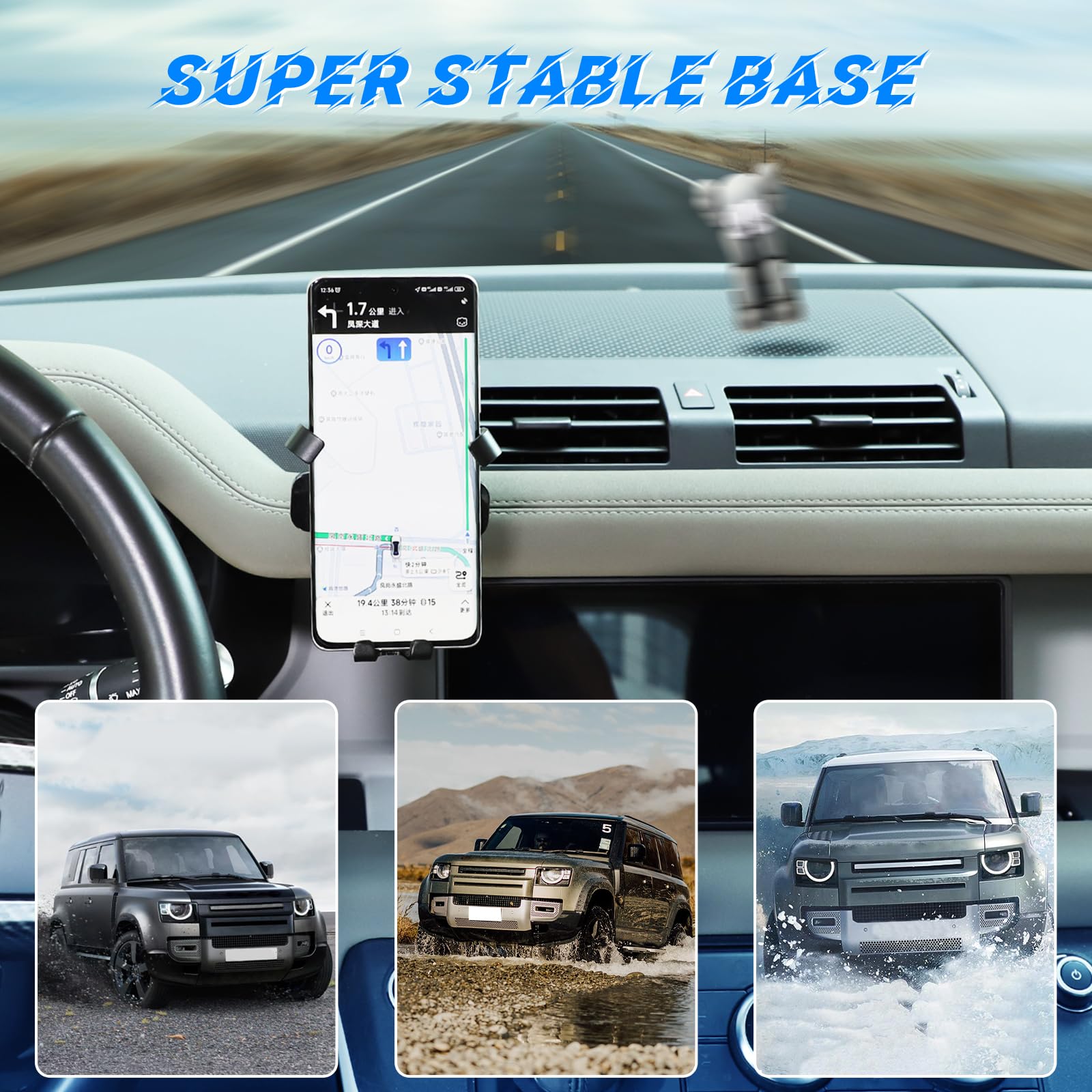 Premium 360° Adjustable Car Phone Mount Holder for Land Rover Defender 90/110/130 (2020-2023 Models) - Universal Smartphone Dash Mount - Perfect for GPS Navigation & Hands-Free Driving