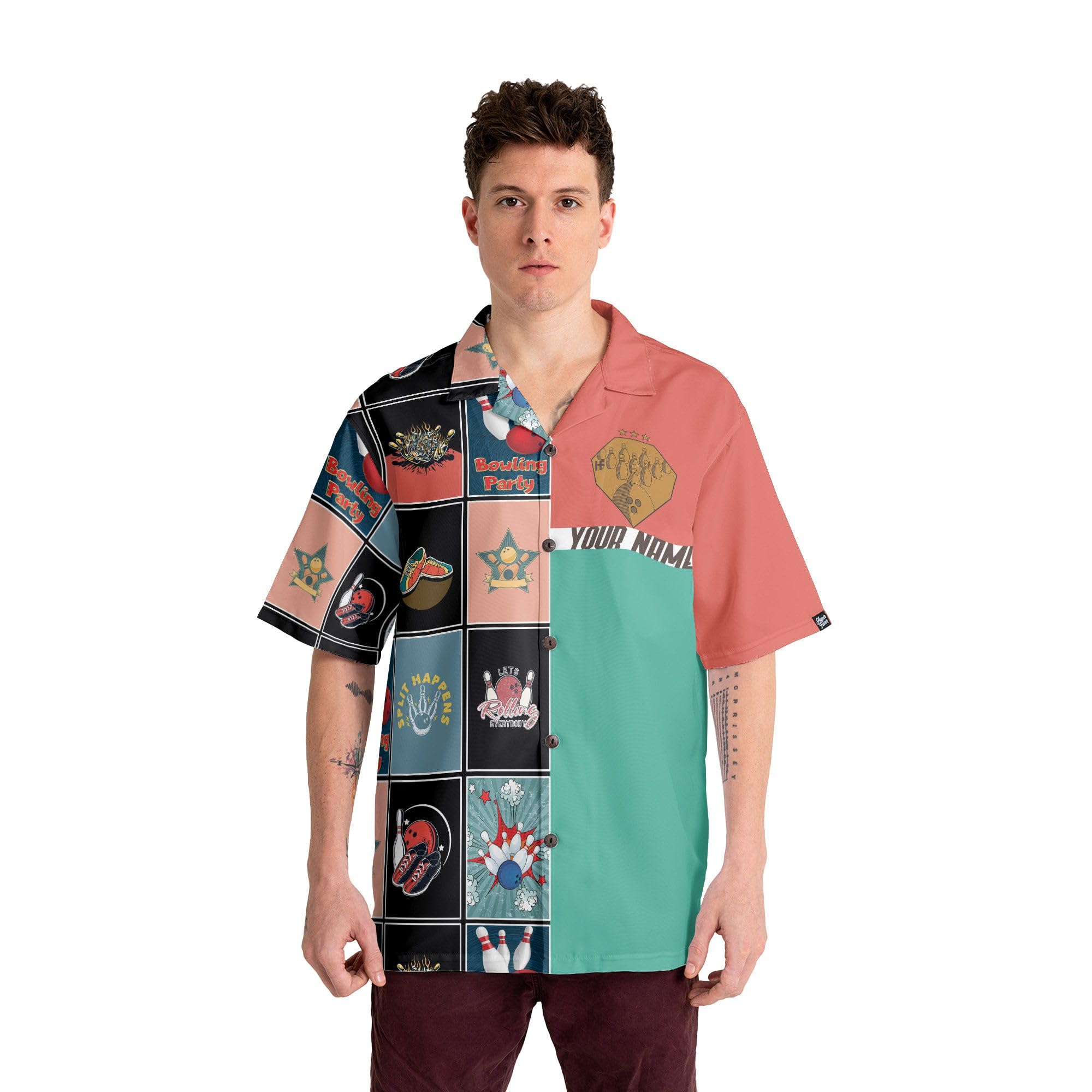 Custom Personalized Bowling Shirts with Names for Men & Women - Retro Hawaiian Style Bowling Team Shirts - Perfect for Bowling Leagues, Tournaments & Themed Parties