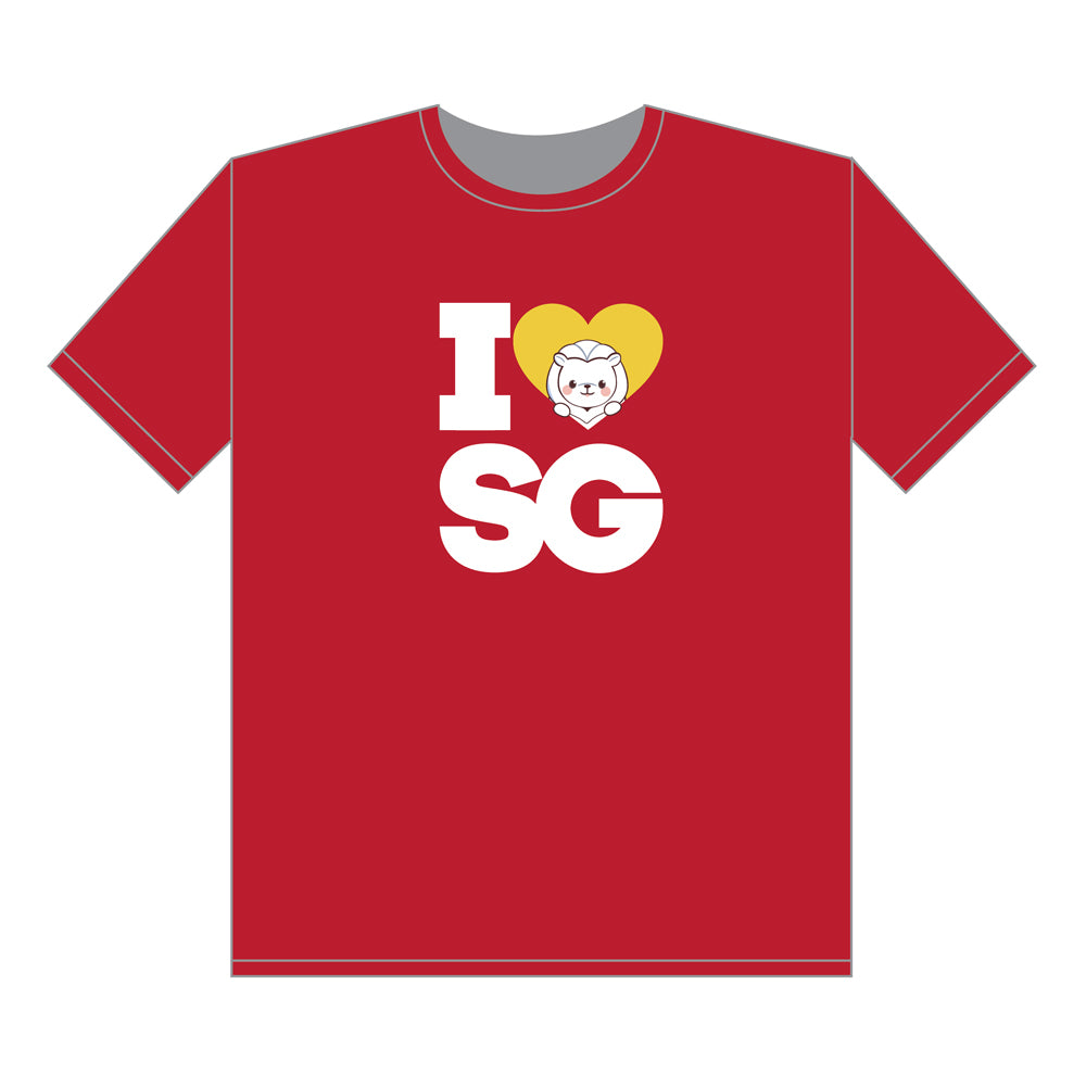 Goldwood x Mr. Merlion I Love Singapore T-Shirt for Adults - Perfect for National Day Celebrations & Singapore Pride Events