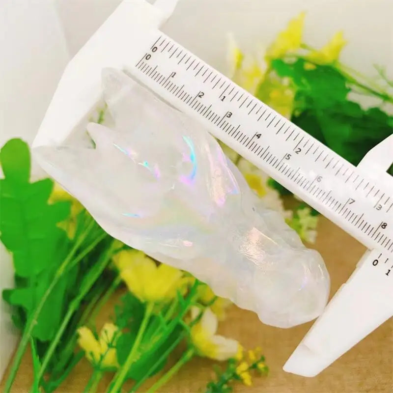 Natural Aura Quartz Dragon Skull Carving - Handcrafted Animal Statue for Home Decor, Feng Shui, Meditation & Spiritual Healing | Unique Holiday Gift, Birthday Present & Room Decoration (1 Piece) | Perfect for Zen Gardens, Office Desk & Crystal Collections