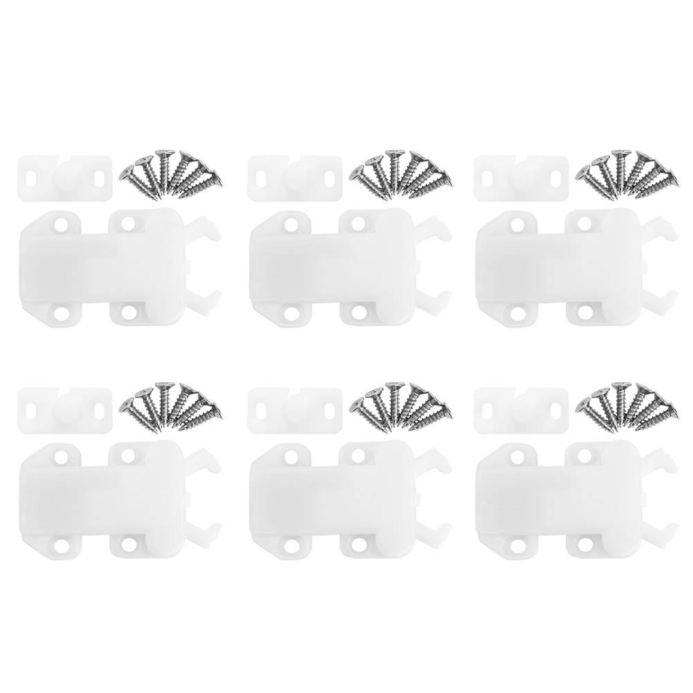 Self-Locking Door Latches, Spring-Loaded Cabinet Hardware, White Furniture Accessories for Cabinets, Wardrobes, Drawers - Perfect for Home, Office & DIY Projects