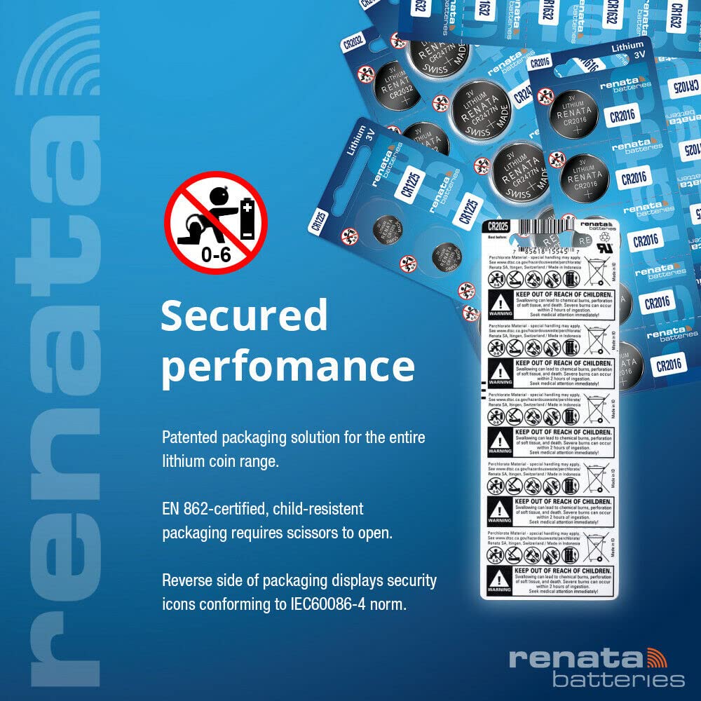 Renata CR1620 3V Lithium Coin Cell Batteries (2-Pack) - Long-Lasting Power for Watches, Calculators, and Key Fobs