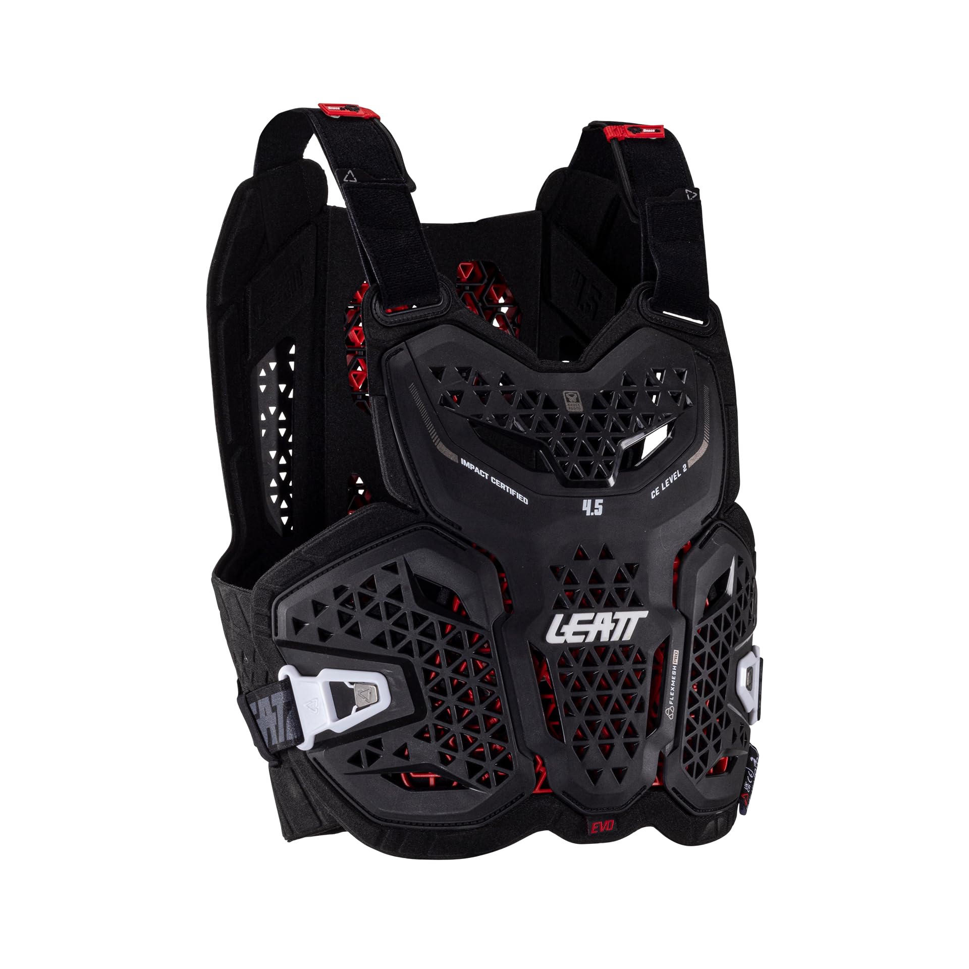 Leatt 4.5 EVO Motocross Chest Protector - Lightweight MX Body Armor for Off-Road Riding & Dirt Bike Racing (Black/Red) - Perfect for Trail Riding, Enduro & Adventure Motorcycling