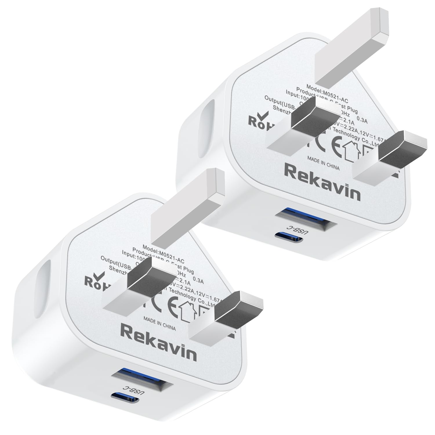 20W Dual Port USB C Fast Charger Plug - 2 Pack, Compatible with iPhone 16/15/14/13/12/11 Series, Apple Watch & iPad - UK Wall Charger Adapter for Home, Office & Travel Use