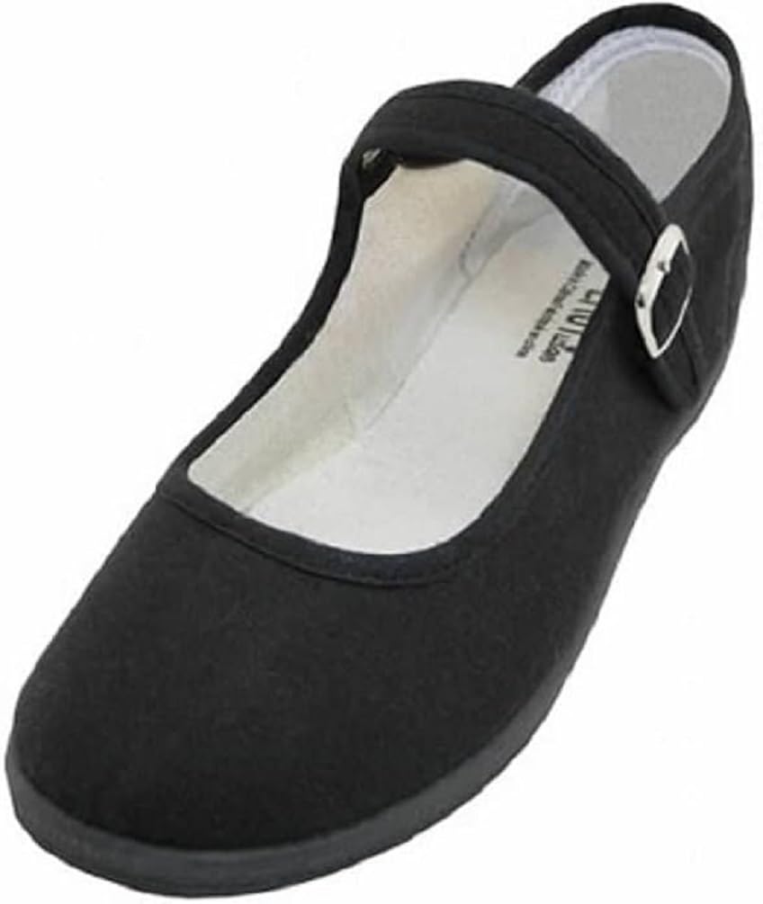 Women's Cotton Mary Jane Ballet Flats - Comfortable China Doll Style Ballerina Shoes for Casual Wear, Work & Everyday Outfits