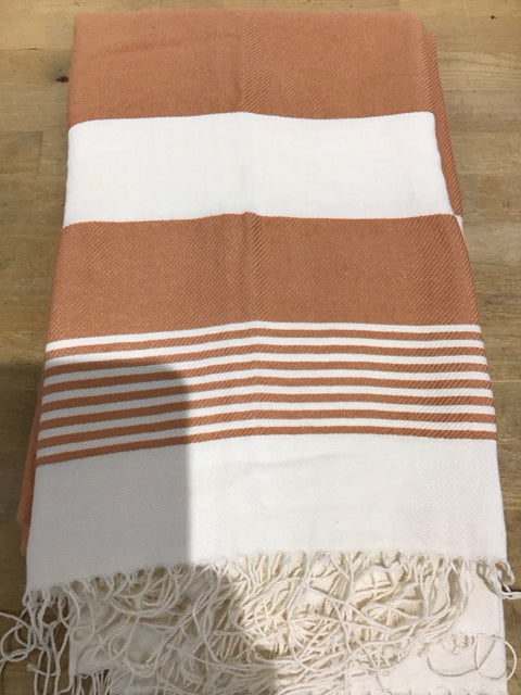 Stylish Terracotta/Beige Throw Blanket - Soft Cozy Knit for Couch, Bed & Sofa - Perfect for Home Decor, Winter Warmth & Gift Giving