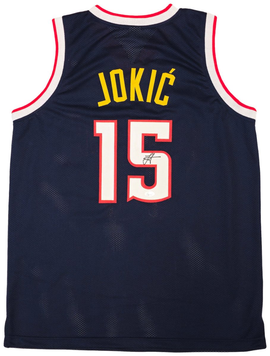 Authentic Nikola Jokic Denver Nuggets Signed Navy Blue Basketball Jersey with JSA COA - Perfect for NBA Collectors, Sports Memorabilia Fans & Game Day Outfits
