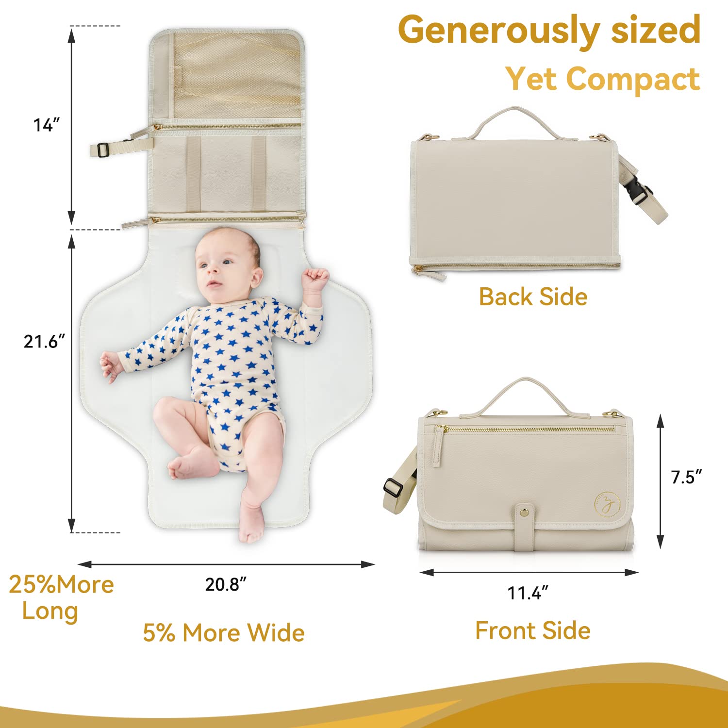 Portable Diaper Changing Pad for Travel - Waterproof & Foldable Baby Changing Mat for Diaper Bags - Newborn Essentials for Boys & Girls (Cream, 750 Count) - Perfect for On-the-Go Parents, Airplane & Car Trips