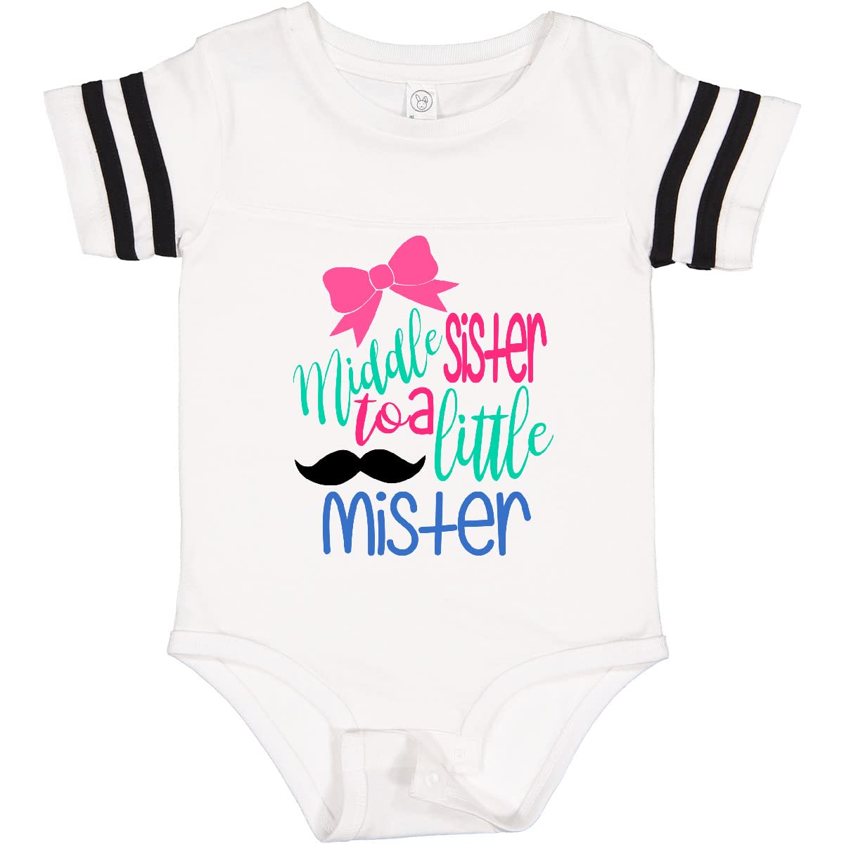 Inktastic Middle Sister to a Little Mister Baby Bodysuit - Cute Sibling Outfit for Newborns & Infants - Perfect for Family Photos, Birth Announcements & Matching Sibling Looks